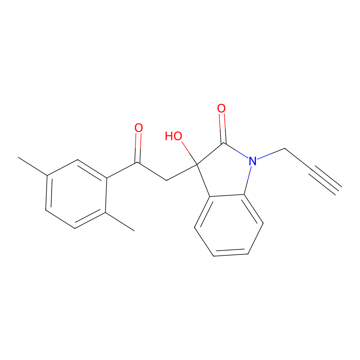 3-[2-(2,5-dimethylphenyl)-2-oxoethyl]-3-hydroxy-1-(prop-2-yn-1-yl)-1,3-dihydro-2H-indol-2-one molecular structure, CAS 432499-11-1