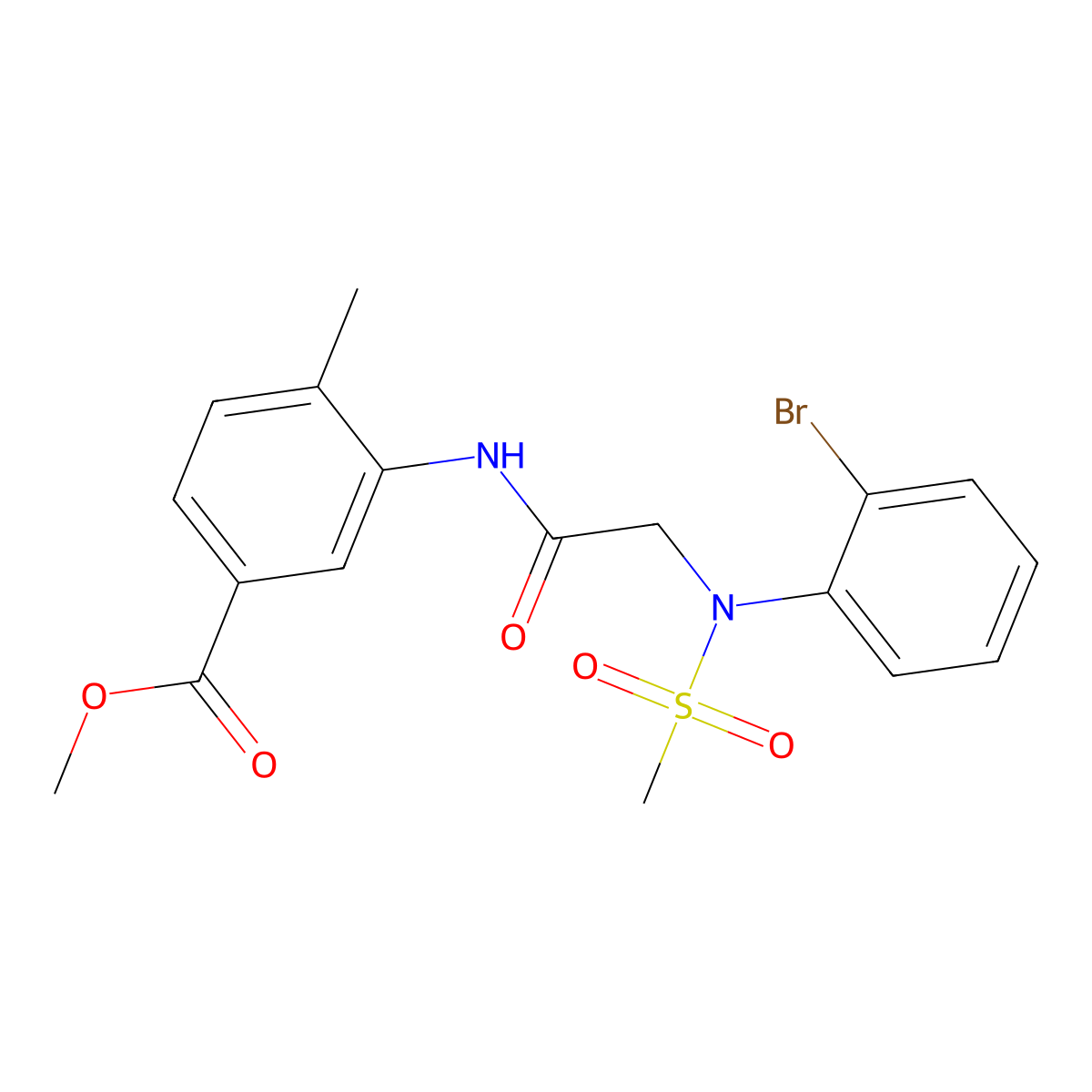 methyl 3-{[N-(2-bromophenyl)-N-(methylsulfonyl)glycyl]amino}-4-methylbenzoate molecular structure, CAS 432499-15-5
