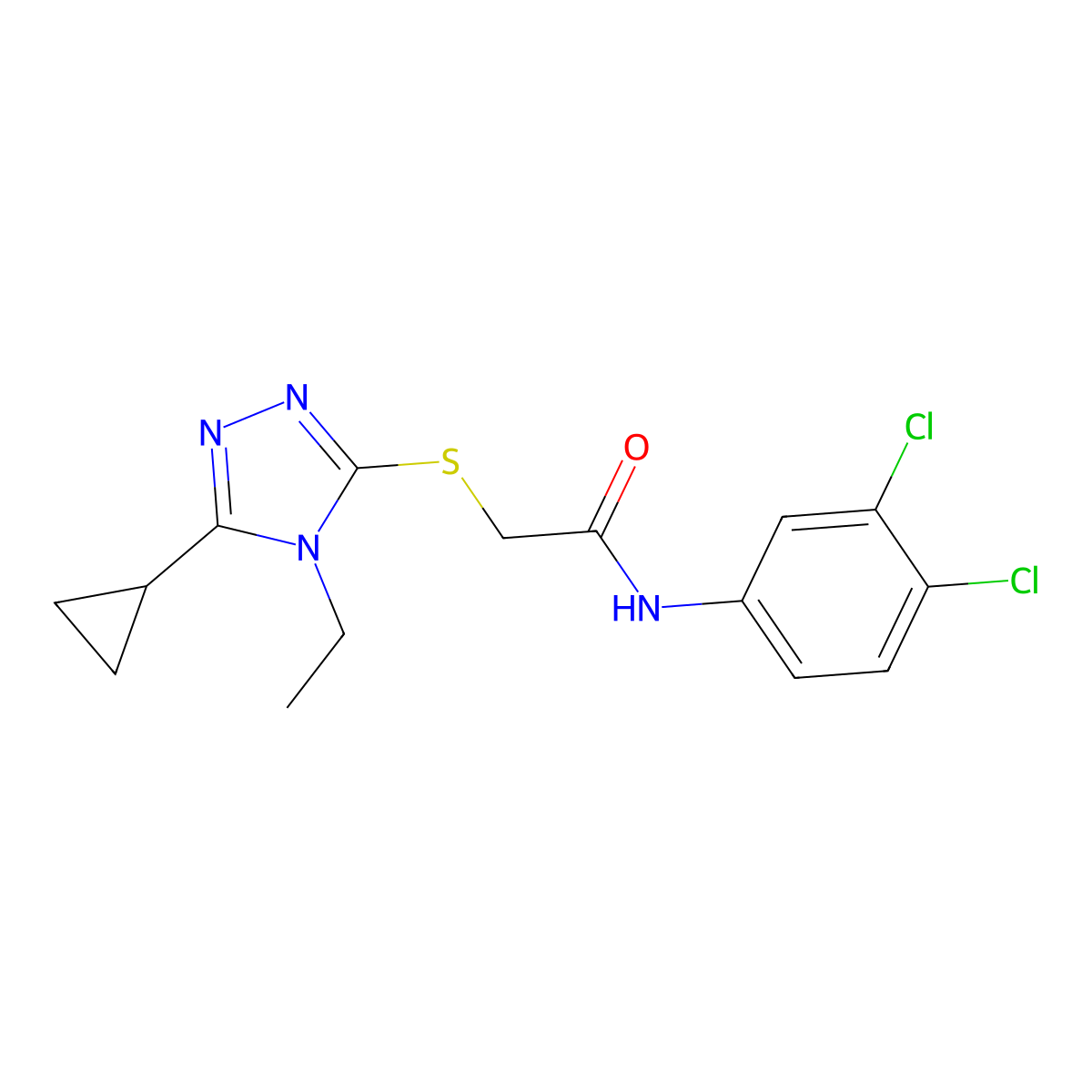 2-[(5-cyclopropyl-4-ethyl-4H-1,2,4-triazol-3-yl)sulfanyl]-N-(3,4-dichlorophenyl)acetamide molecular structure, CAS 432499-17-7