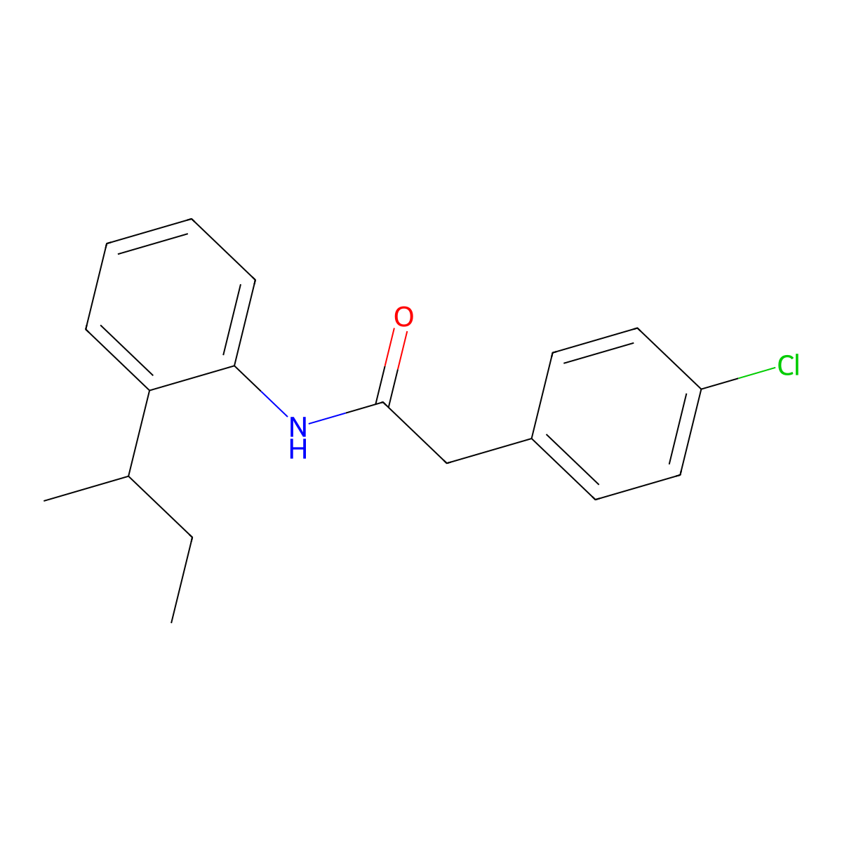 N-(2-butan-2-ylphenyl)-2-(4-chlorophenyl)acetamide molecular structure, CAS 432499-33-7