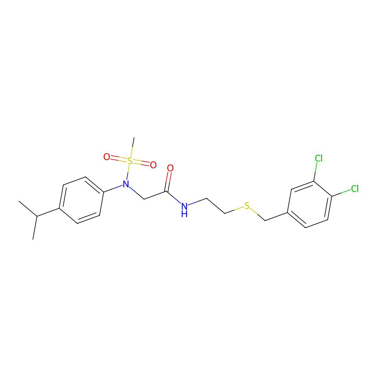 N-[2-[(3,4-dichlorophenyl)methylsulfanyl]ethyl]-2-(N-methylsulfonyl-4-propan-2-ylanilino)acetamide molecular structure, CAS 432499-60-0