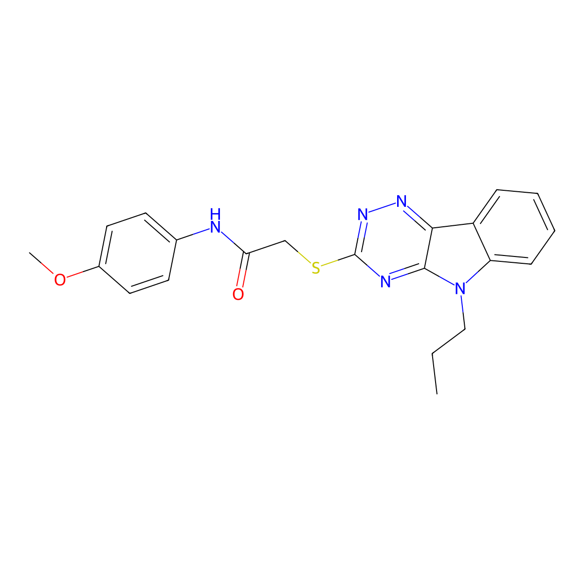 N-(4-methoxyphenyl)-2-[(5-propyl-[1,2,4]triazino[5,6-b]indol-3-yl)sulfanyl]acetamide molecular structure, CAS 432499-75-7