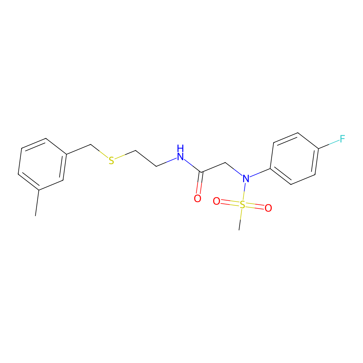 2-(4-fluoro-N-methylsulfonylanilino)-N-[2-[(3-methylphenyl)methylsulfanyl]ethyl]acetamide molecular structure, CAS 432499-79-1
