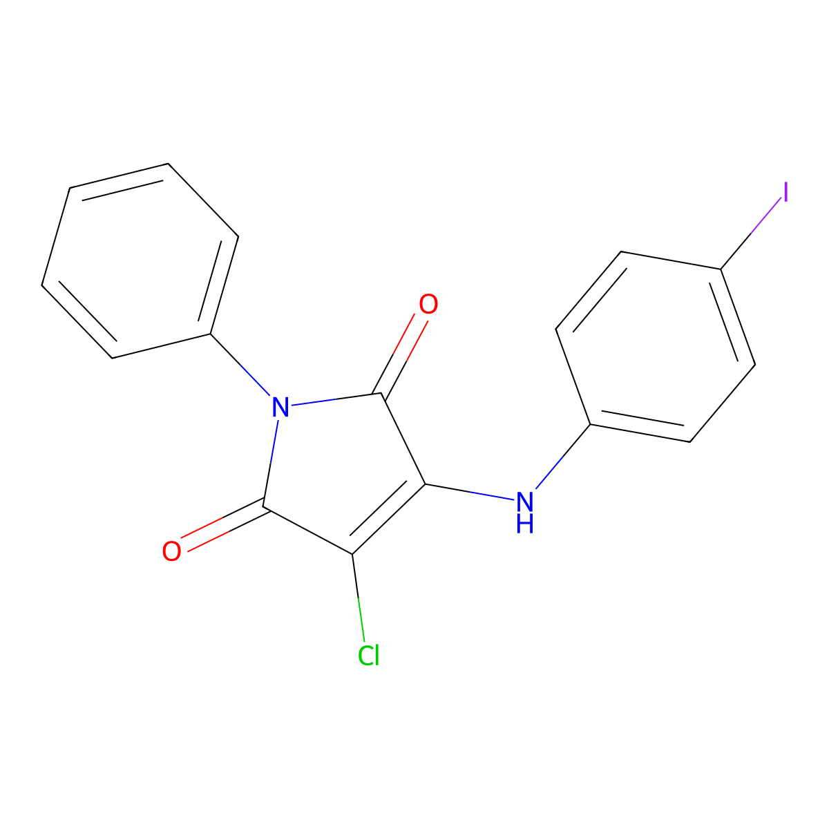 3-chloro-4-((4-iodophenyl)amino)-1-phenyl-1H-pyrrole-2,5-dione molecular structure, CAS 432499-92-8