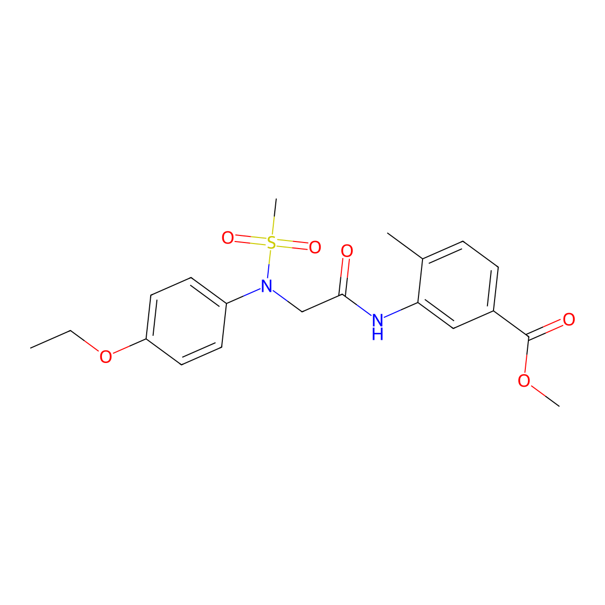 methyl 3-{[N-(4-ethoxyphenyl)-N-(methylsulfonyl)glycyl]amino}-4-methylbenzoate molecular structure, CAS 432499-95-1