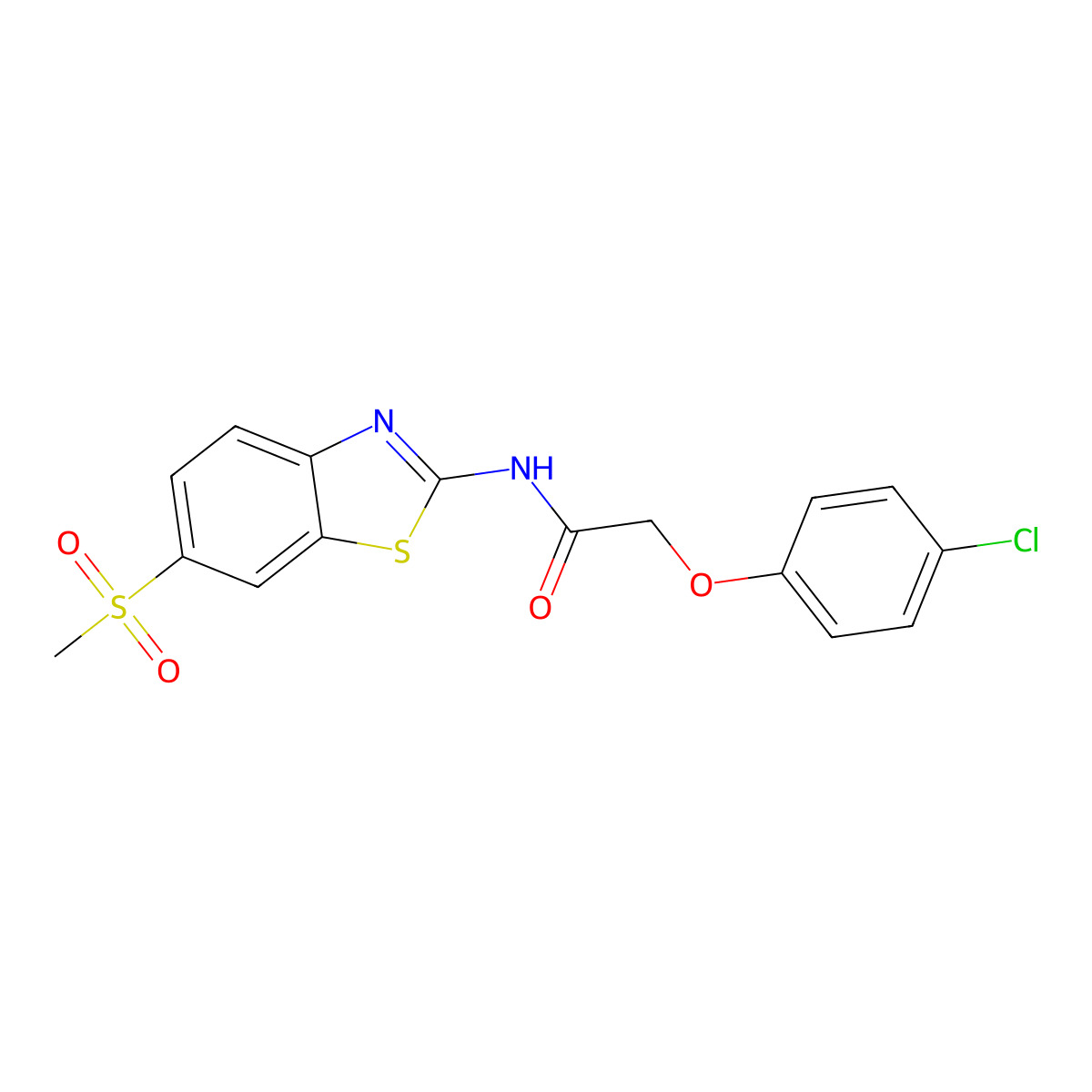 2-(4-chlorophenoxy)-N-(6-methanesulfonyl-1,3-benzothiazol-2-yl)acetamide molecular structure, CAS 432499-98-4
