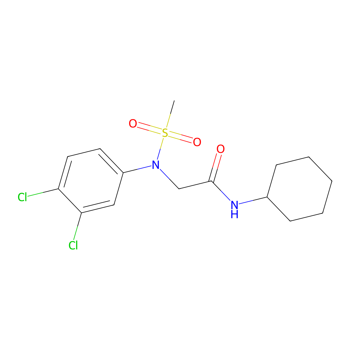 N-cyclohexyl-2-(3,4-dichloro-N-methylsulfonylanilino)acetamide molecular structure, CAS 432500-09-9