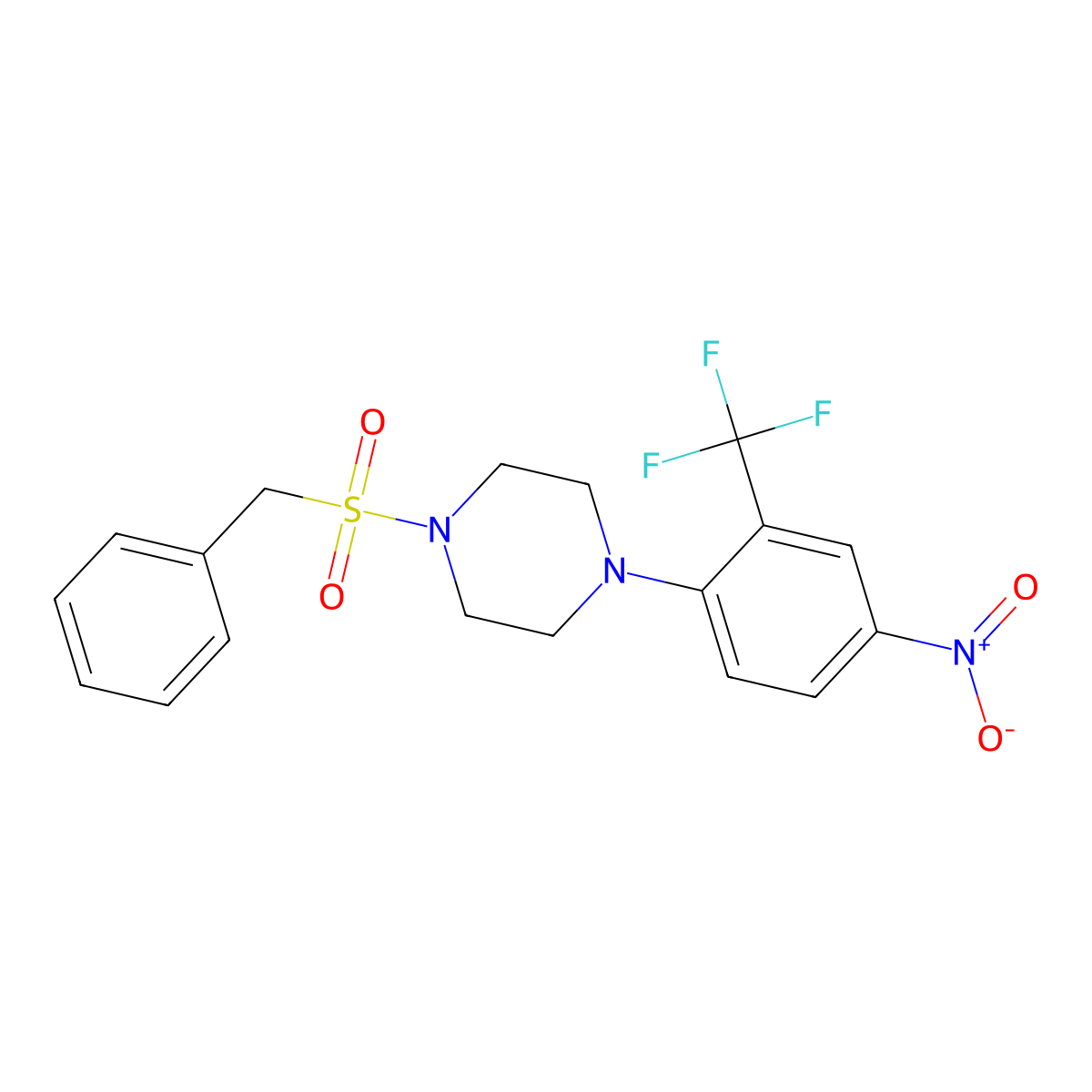 1-Benzylsulfonyl-4-[4-nitro-2-(trifluoromethyl)phenyl]piperazine molecular structure, CAS 432500-12-4