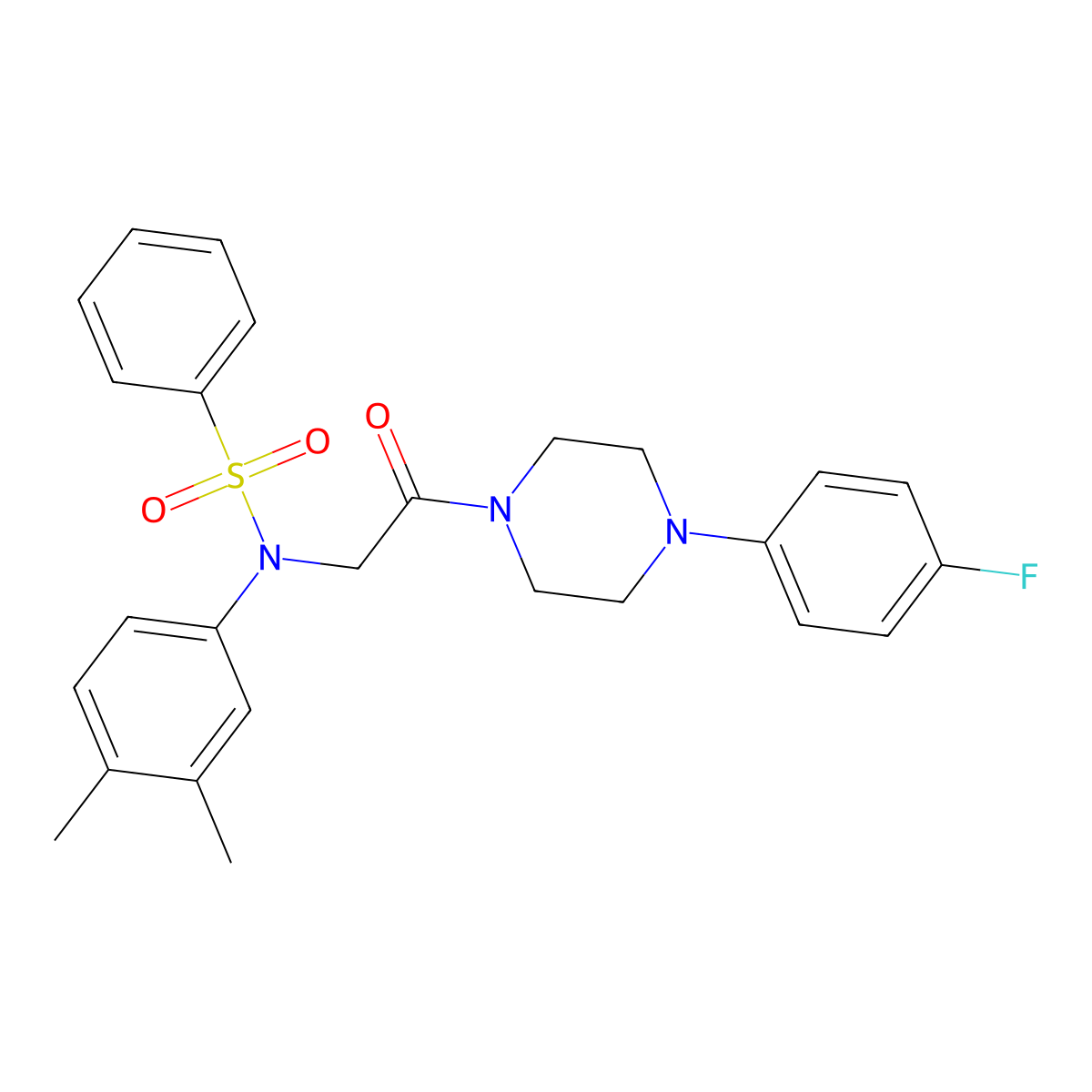 N-(3,4-dimethylphenyl)-N-[2-[4-(4-fluorophenyl)piperazin-1-yl]-2-oxoethyl]benzenesulfonamide molecular structure, CAS 432500-22-6