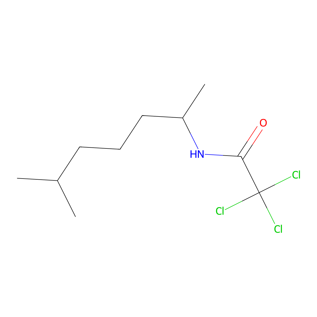 2,2,2-trichloro-N-(6-methylheptan-2-yl)acetamide molecular structure, CAS 432500-47-5