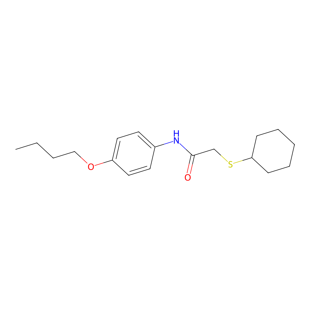 N-(4-butoxyphenyl)-2-(cyclohexylsulfanyl)acetamide molecular structure, CAS 432500-61-3