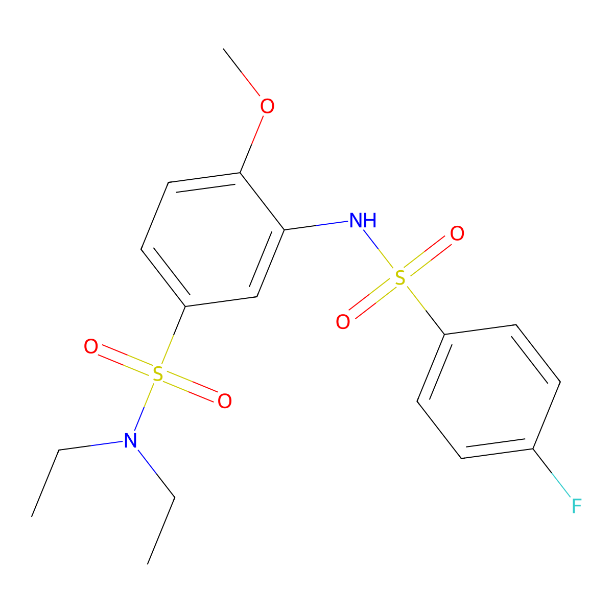N,N-diethyl-3-{[(4-fluorophenyl)sulfonyl]amino}-4-methoxybenzenesulfonamide molecular structure, CAS 432500-99-7
