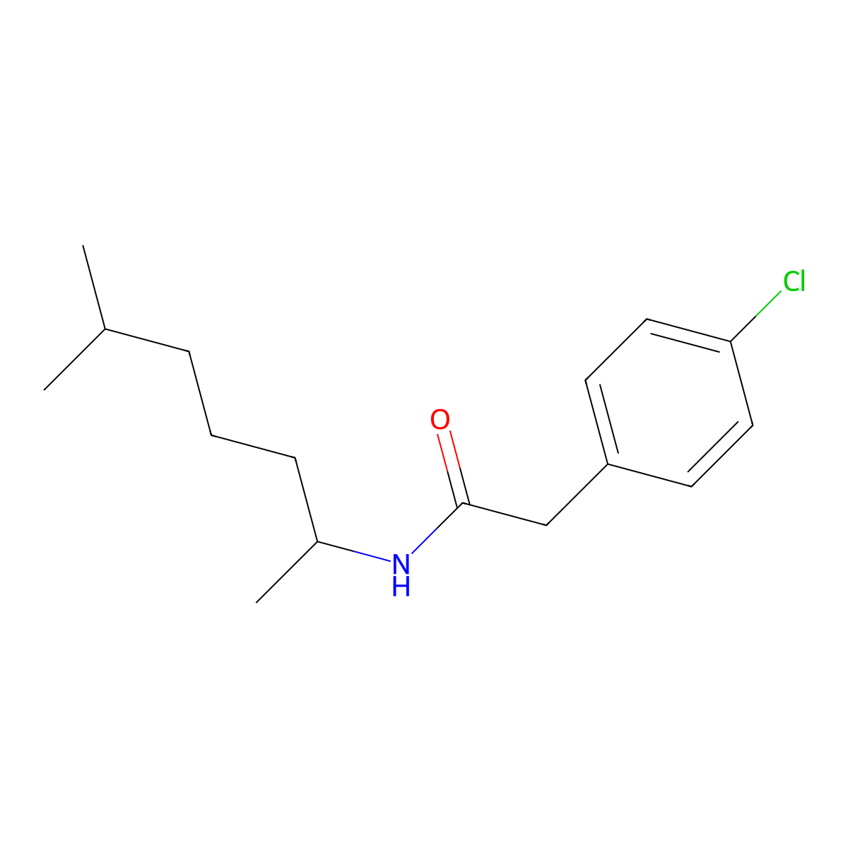 2-(4-chlorophenyl)-N-(6-methylheptan-2-yl)acetamide molecular structure, CAS 432501-02-5