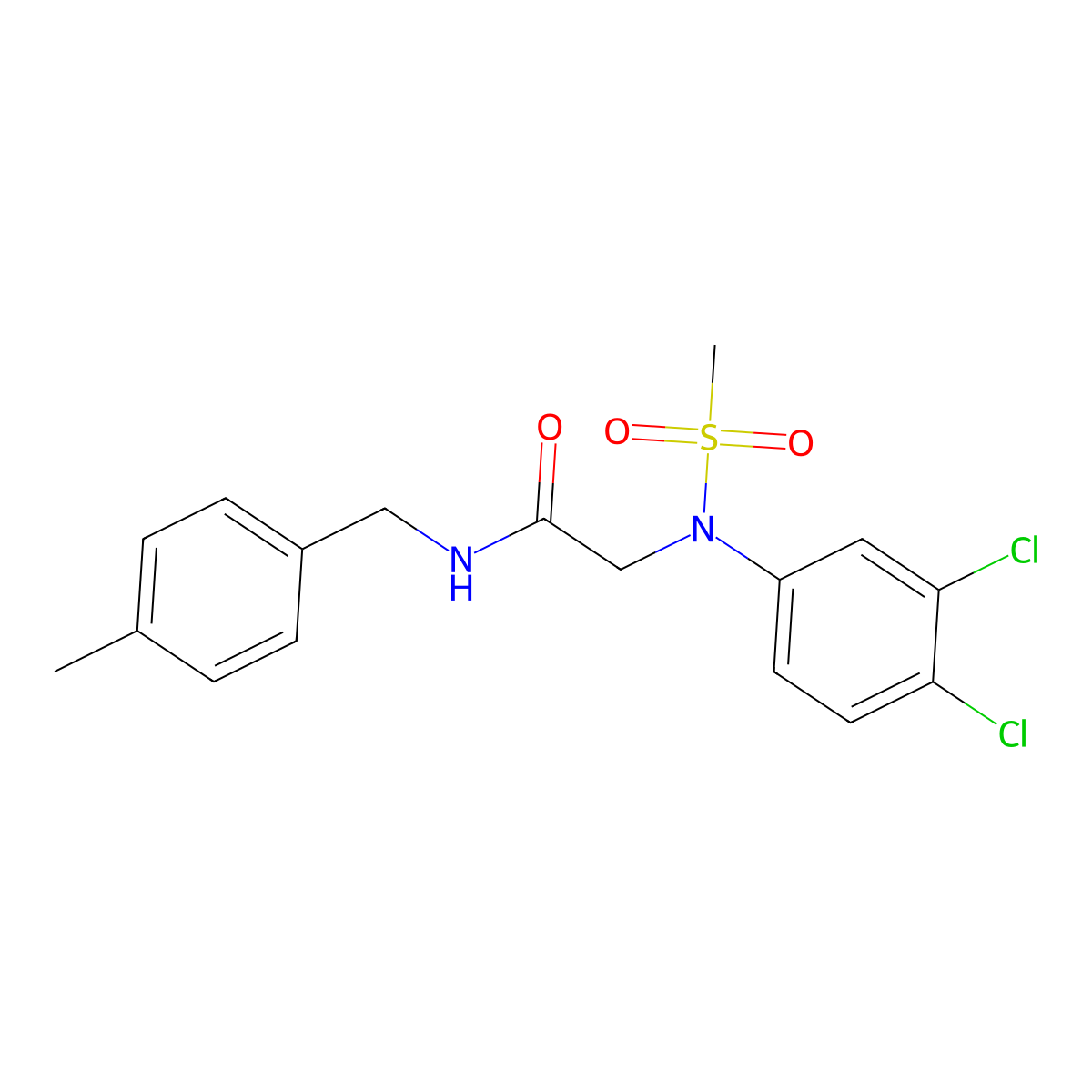 2-(3,4-dichloro-N-methylsulfonylanilino)-N-[(4-methylphenyl)methyl]acetamide molecular structure, CAS 432501-24-1