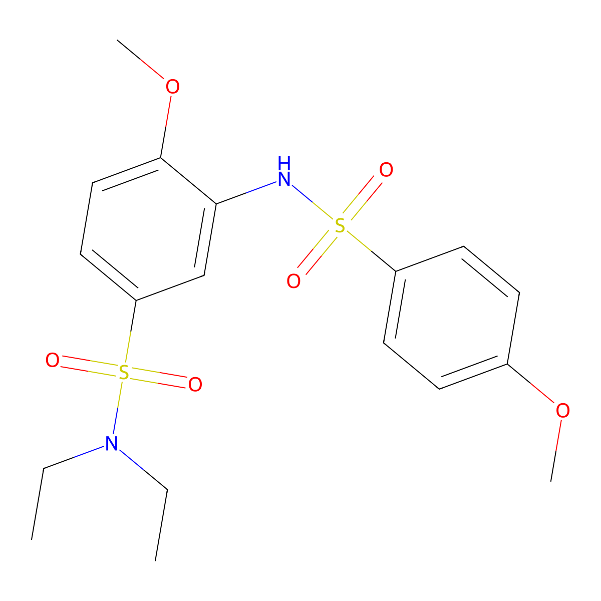 N,N-diethyl-4-methoxy-3-[(4-methoxyphenyl)sulfonylamino]benzenesulfonamide molecular structure, CAS 432501-39-8