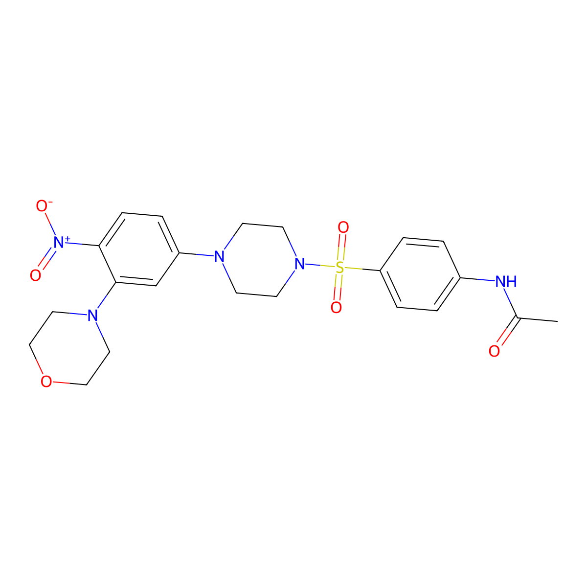 N-[4-[4-(3-morpholin-4-yl-4-nitrophenyl)piperazin-1-yl]sulfonylphenyl]acetamide molecular structure, CAS 432501-51-4