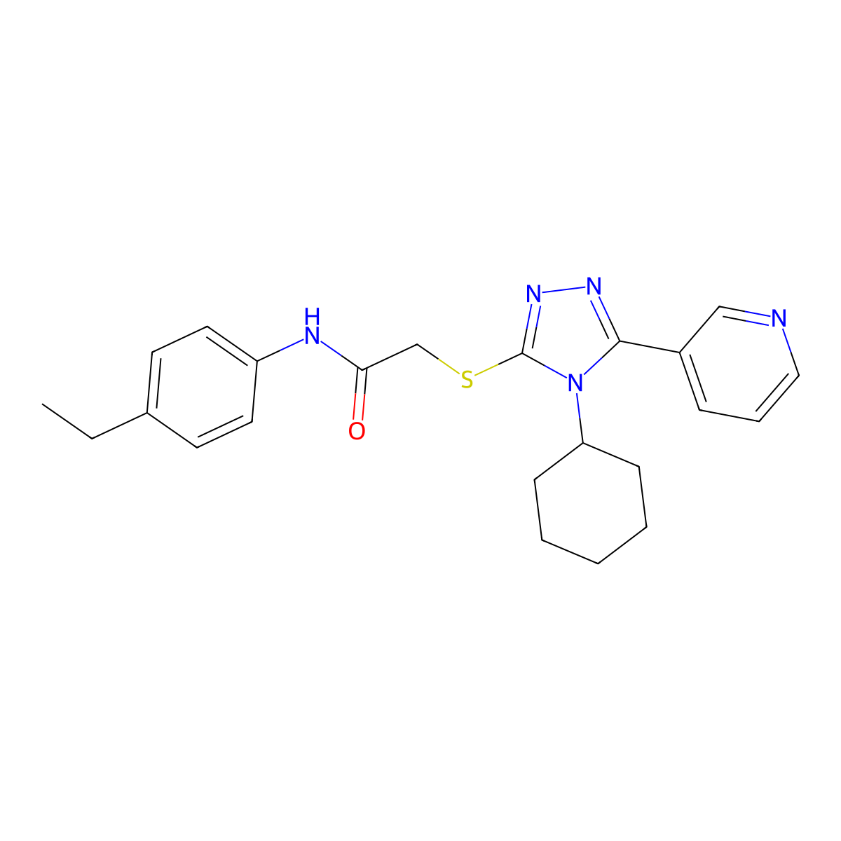 2-[(4-cyclohexyl-5-pyridin-3-yl-1,2,4-triazol-3-yl)sulfanyl]-N-(4-ethylphenyl)acetamide molecular structure, CAS 432501-96-7