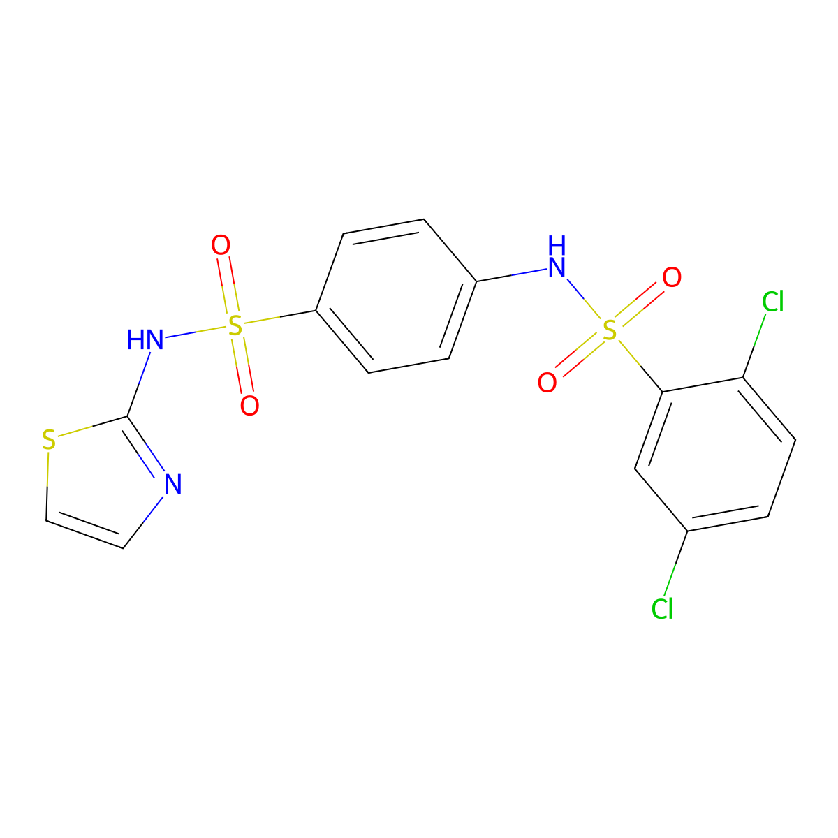 2,5-dichloro-N-[4-(1,3-thiazol-2-ylsulfamoyl)phenyl]benzenesulfonamide molecular structure, CAS 432502-05-1
