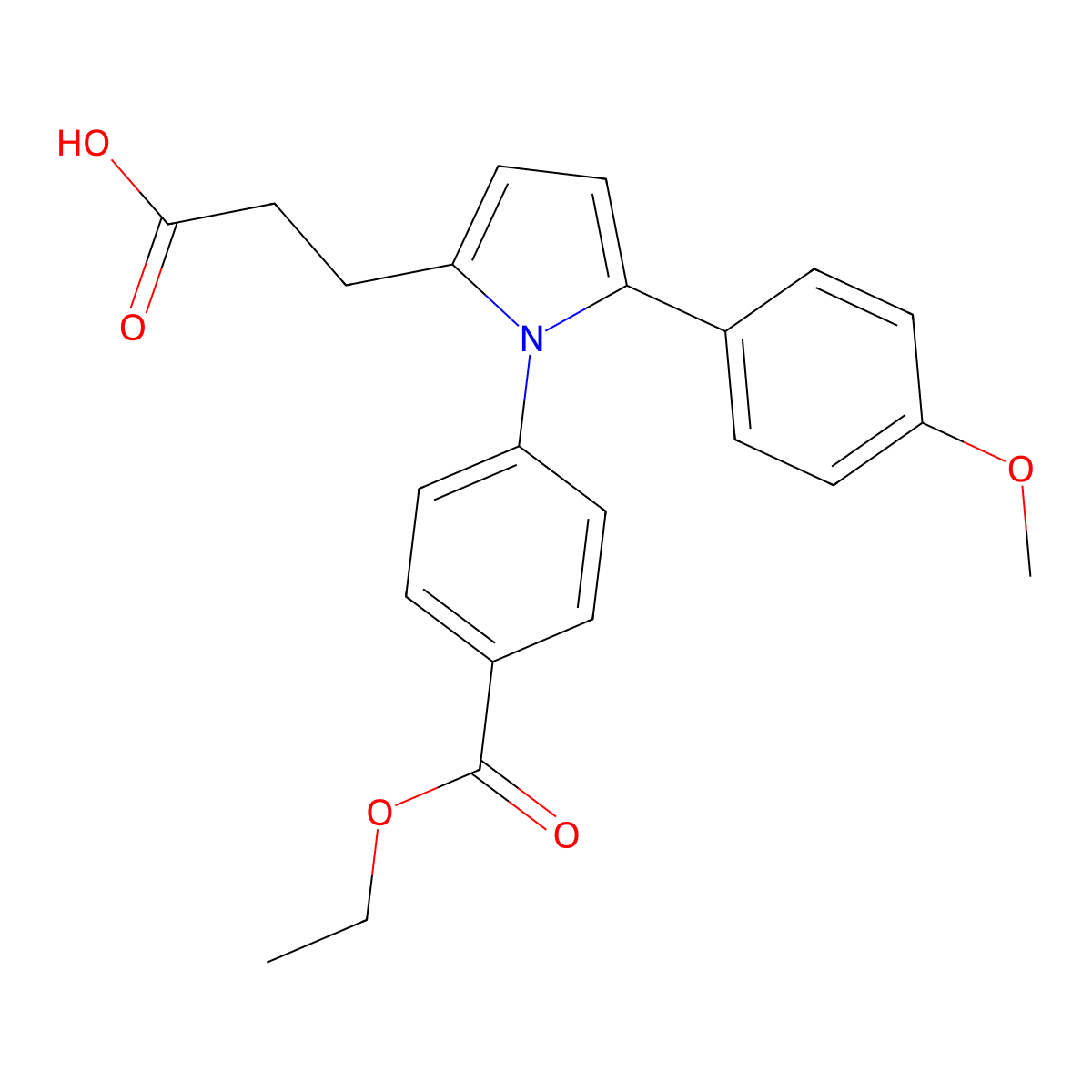 3-(1-(4-(ethoxycarbonyl)phenyl)-5-(4-methoxyphenyl)-1H-pyrrol-2-yl)propanoic acid molecular structure, CAS 432502-25-5