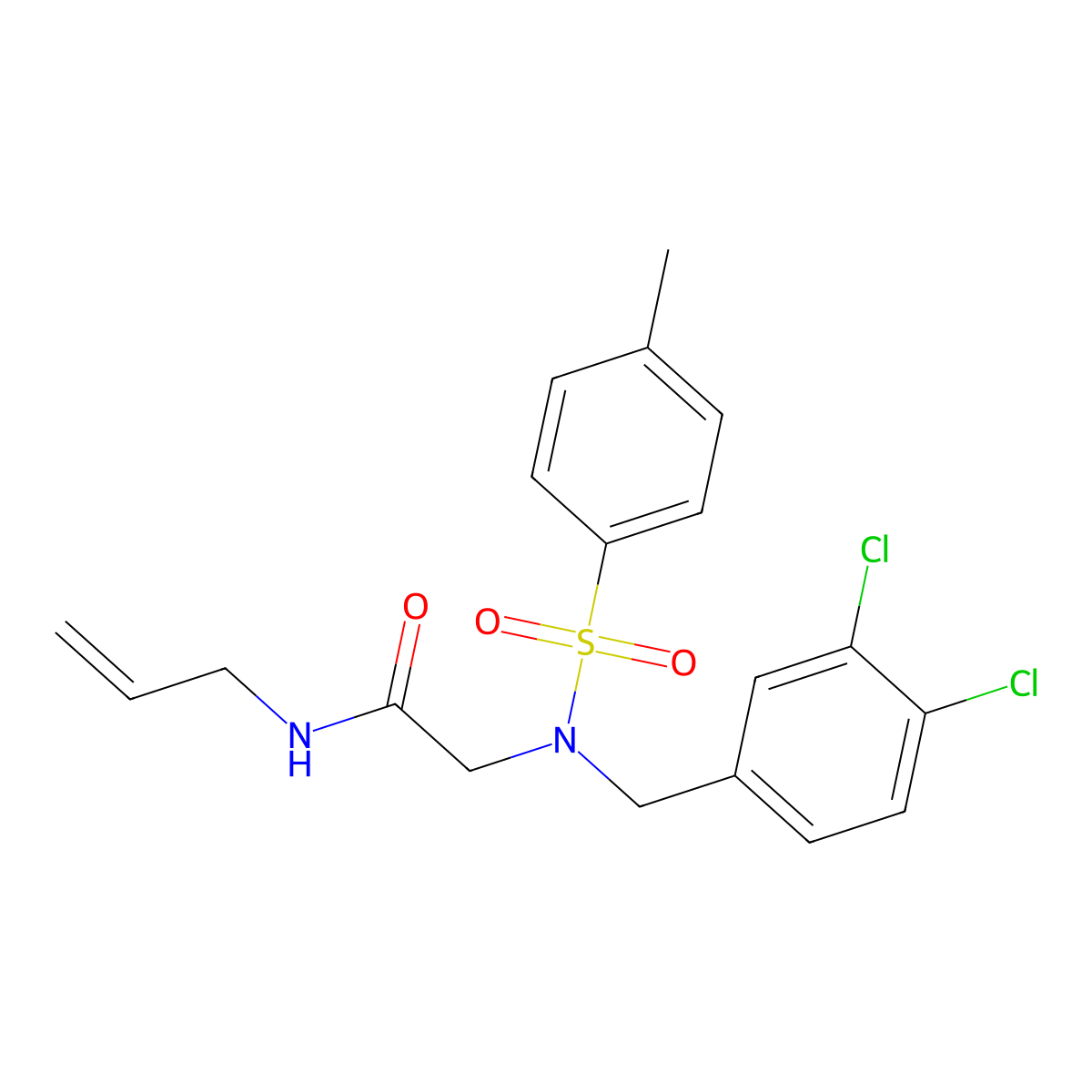 2-[(3,4-dichlorophenyl)methyl-(4-methylphenyl)sulfonylamino]-N-prop-2-enylacetamide molecular structure, CAS 432502-30-2