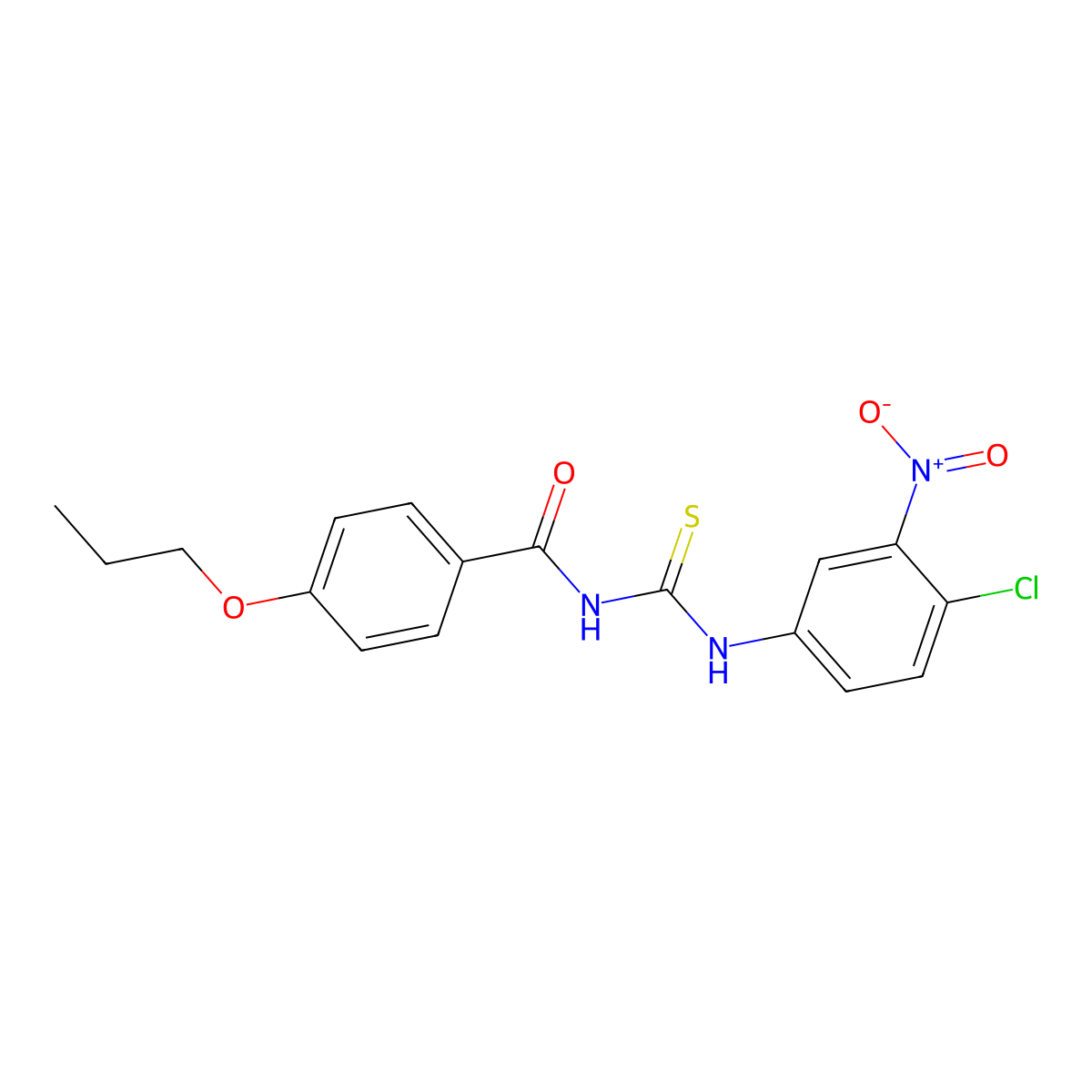 N-[(4-chloro-3-nitrophenyl)carbamothioyl]-4-propoxybenzamide molecular structure, CAS 432502-36-8