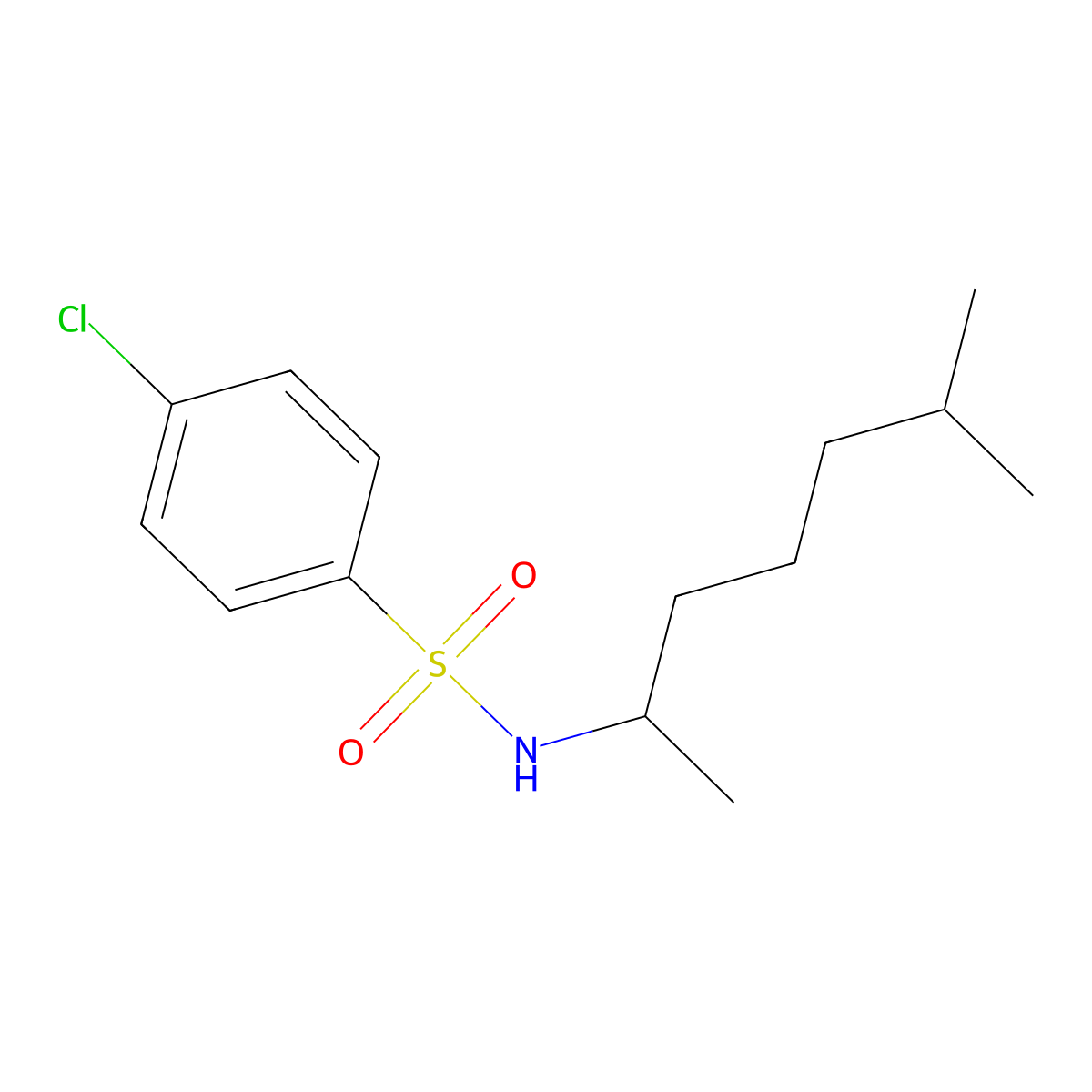 4-chloro-N-(6-methylheptan-2-yl)benzenesulfonamide molecular structure, CAS 432502-38-0