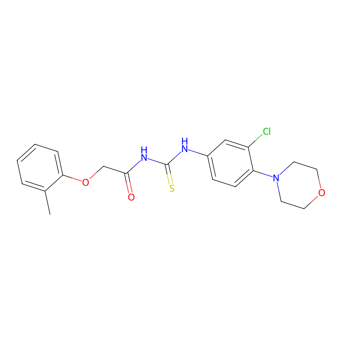 N-[(3-chloro-4-morpholin-4-ylphenyl)carbamothioyl]-2-(2-methylphenoxy)acetamide molecular structure, CAS 432502-43-7