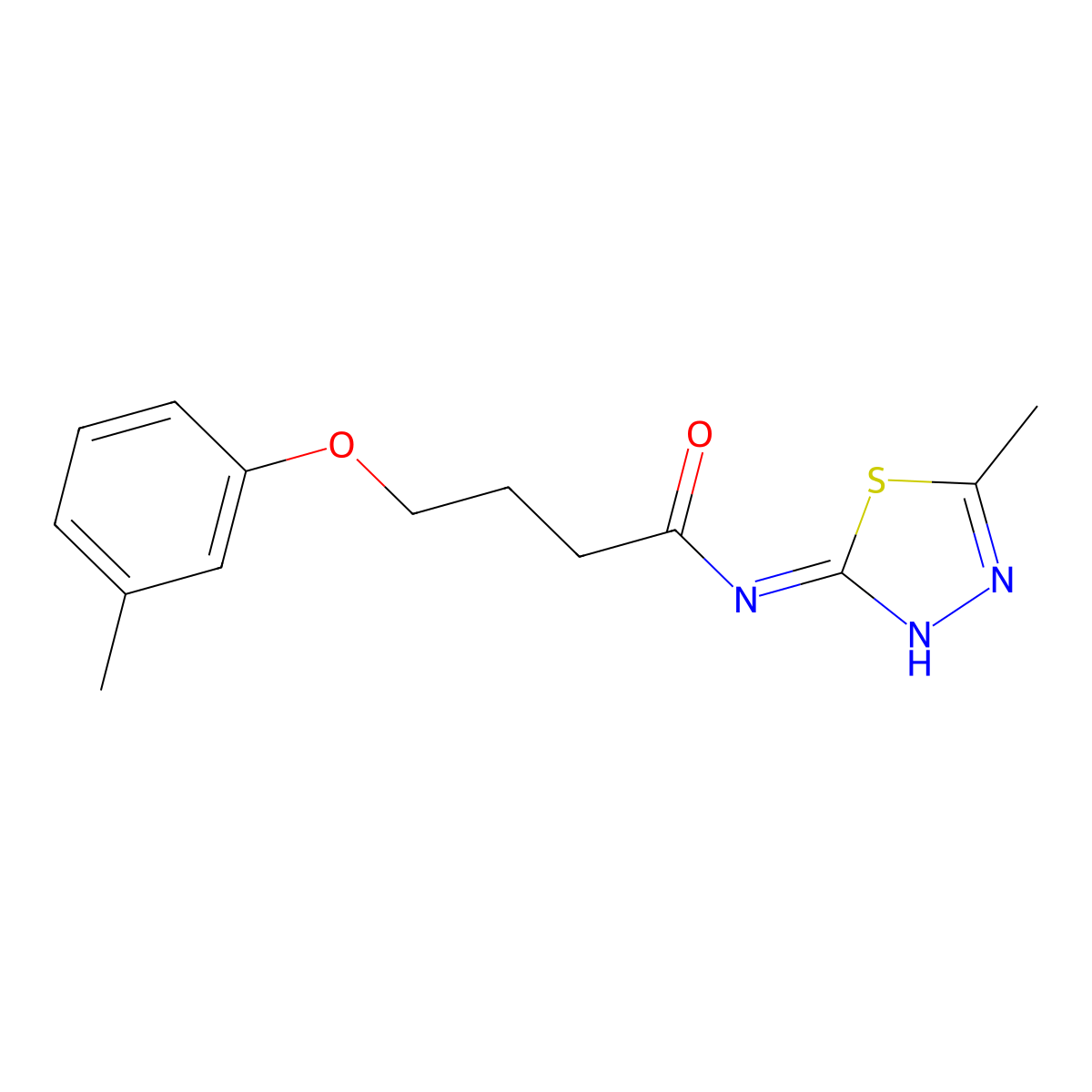 4-(3-methylphenoxy)-N-[(2Z)-5-methyl-1,3,4-thiadiazol-2(3H)-ylidene]butanamide molecular structure, CAS 432502-45-9