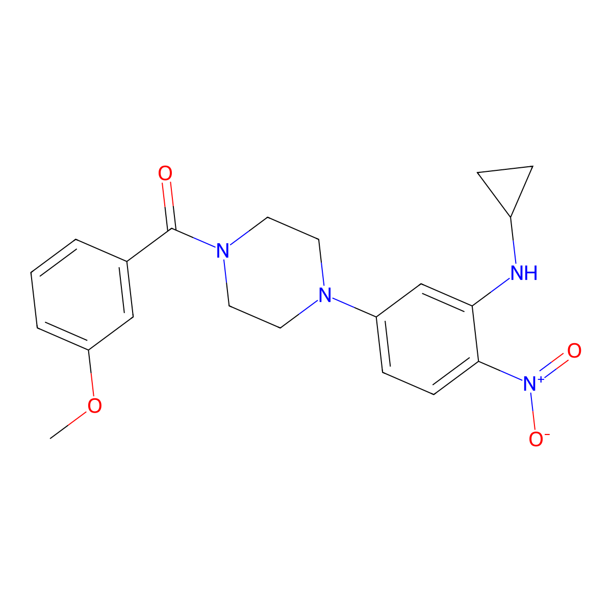 [4-[3-(Cyclopropylamino)-4-nitrophenyl]piperazin-1-yl]-(3-methoxyphenyl)methanone molecular structure, CAS 432502-61-9