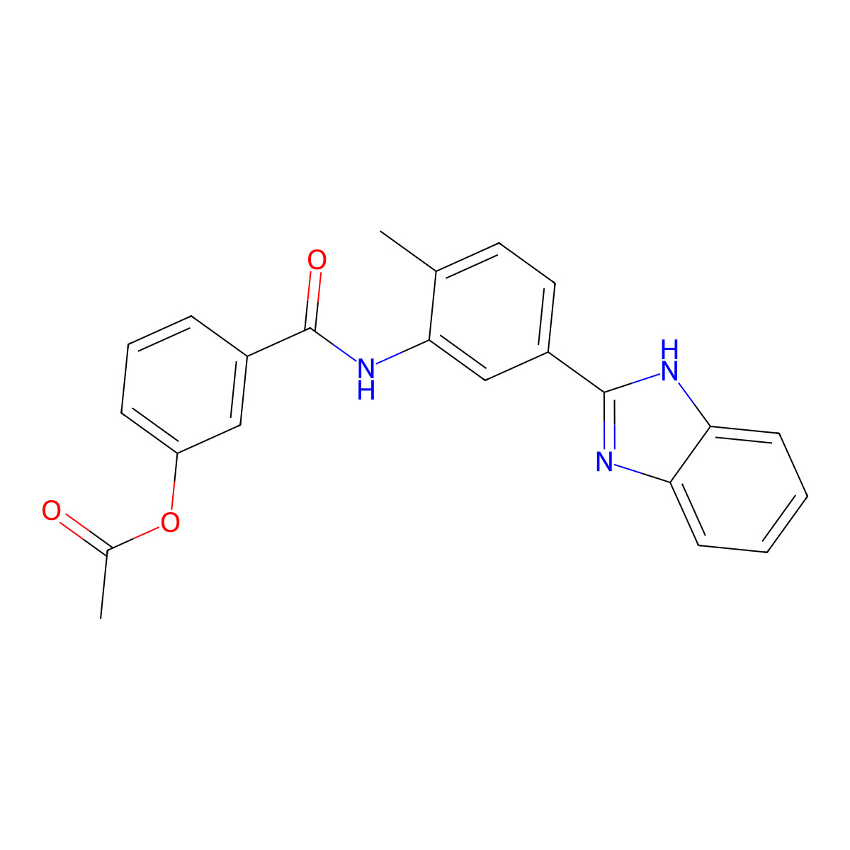 3-{[5-(1H-benzimidazol-2-yl)-2-methylphenyl]carbamoyl}phenyl acetate molecular structure, CAS 432502-96-0