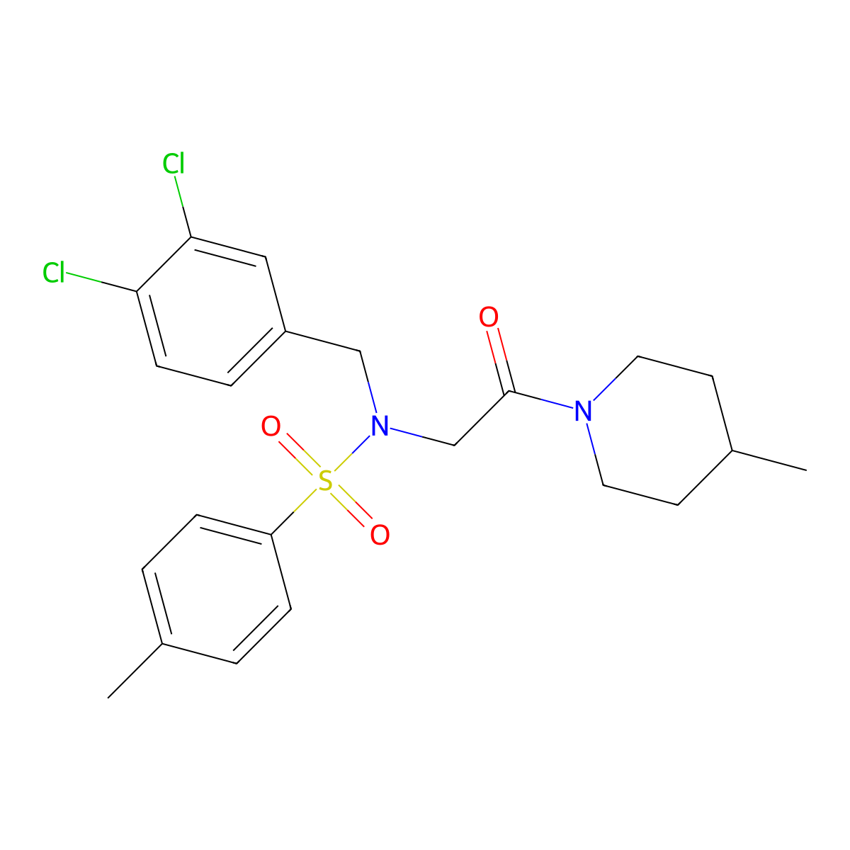 N-[(3,4-dichlorophenyl)methyl]-4-methyl-N-[2-(4-methylpiperidin-1-yl)-2-oxoethyl]benzenesulfonamide molecular structure, CAS 432503-31-6