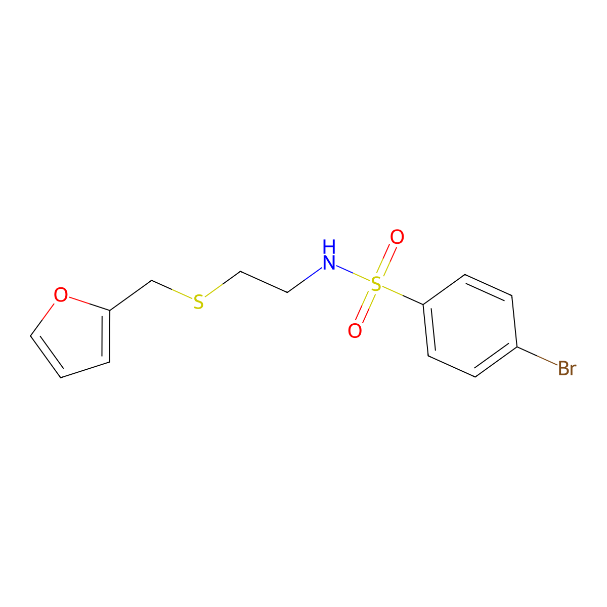 4-bromo-N-{2-[(furan-2-ylmethyl)sulfanyl]ethyl}benzenesulfonamide molecular structure, CAS 432503-51-0
