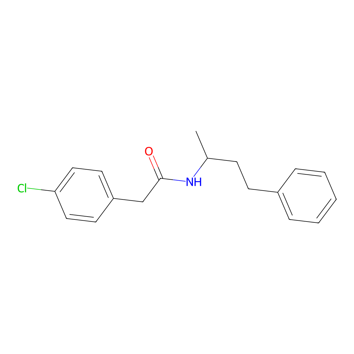 2-(4-chlorophenyl)-N-(4-phenylbutan-2-yl)acetamide molecular structure, CAS 432503-74-7