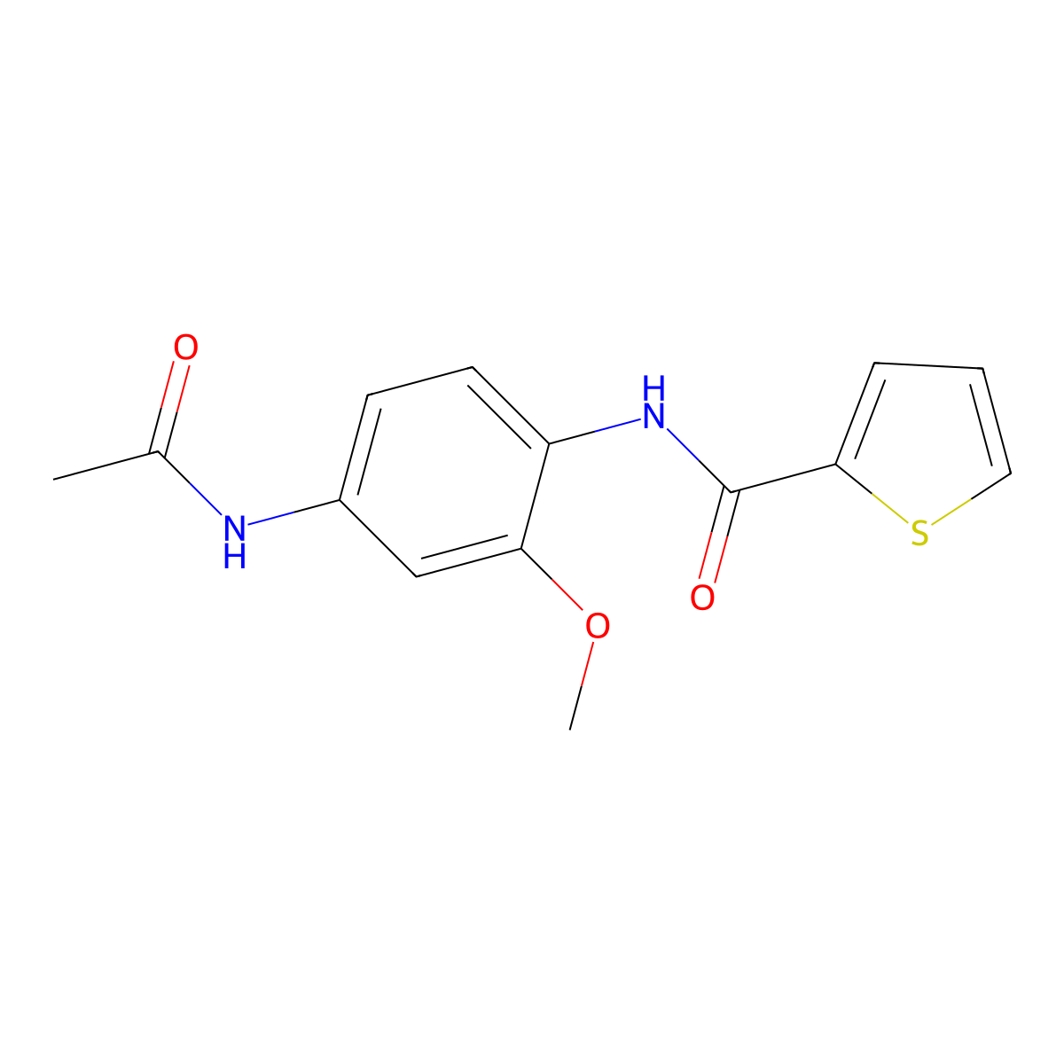 N-(4-acetamido-2-methoxyphenyl)thiophene-2-carboxamide molecular structure, CAS 432503-83-8
