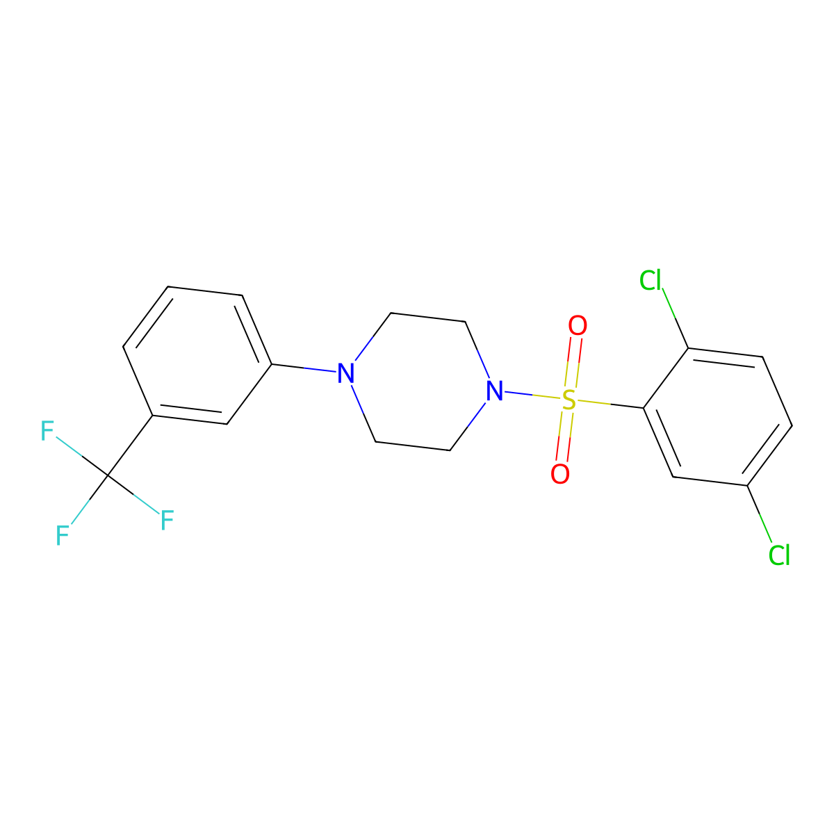 1-(2,5-Dichlorobenzenesulfonyl)-4-[3-(trifluoromethyl)phenyl]piperazine molecular structure, CAS 432504-14-8