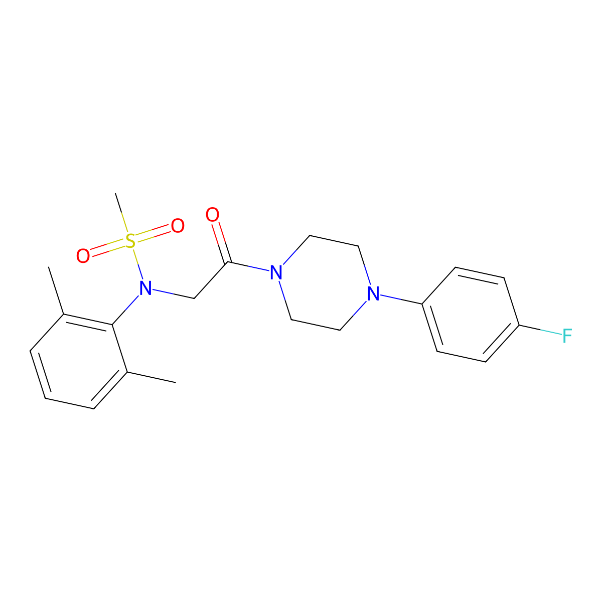 N-(2,6-dimethylphenyl)-N-[2-[4-(4-fluorophenyl)piperazin-1-yl]-2-oxoethyl]methanesulfonamide molecular structure, CAS 432504-23-9
