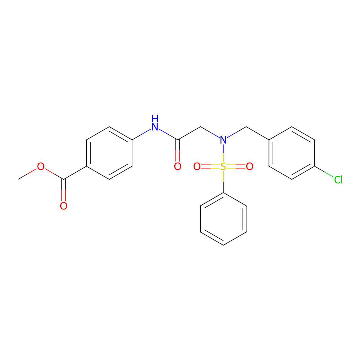methyl 4-{[N-(4-chlorobenzyl)-N-(phenylsulfonyl)glycyl]amino}benzoate molecular structure, CAS 432508-01-5