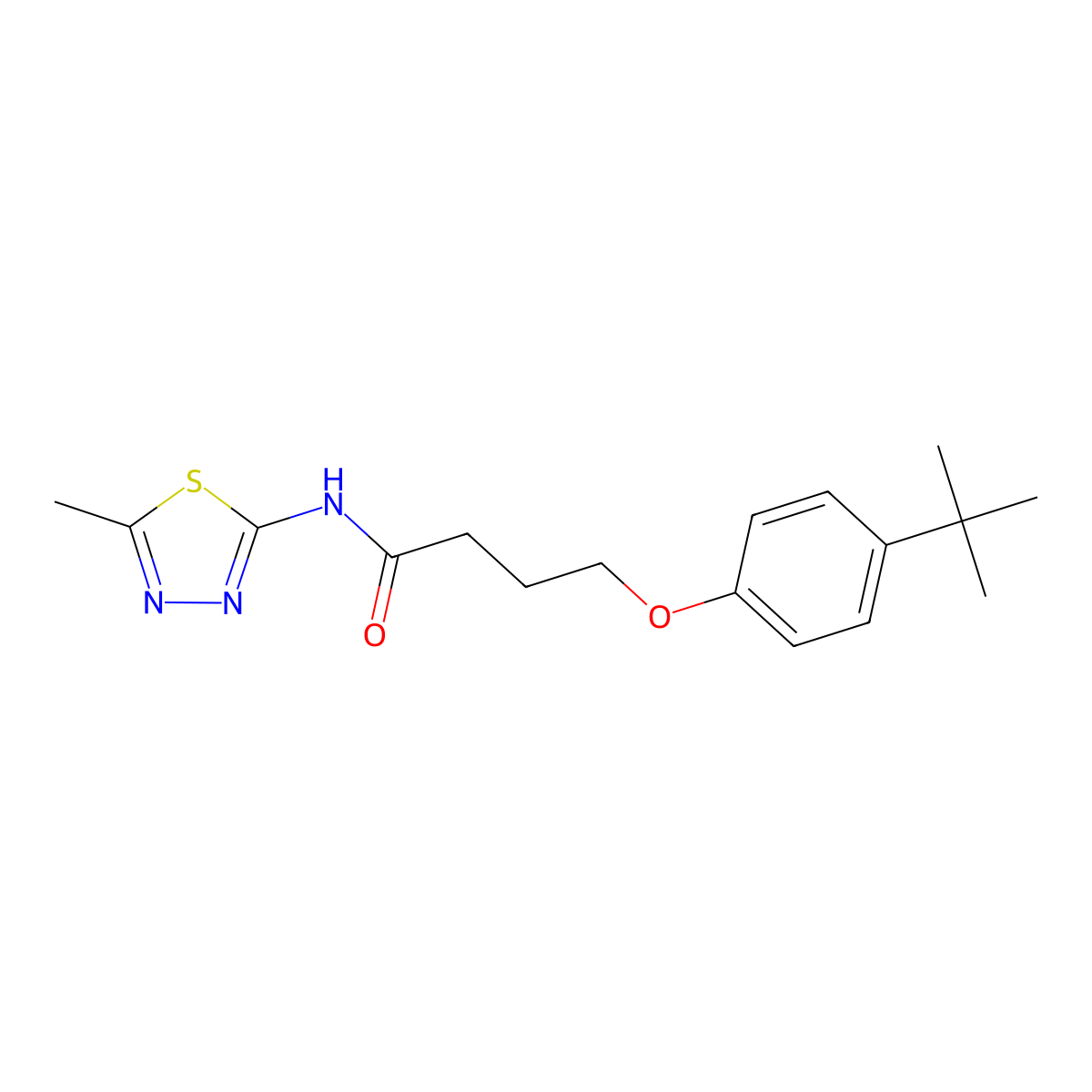 4-(4-tert-butylphenoxy)-N-(5-methyl-1,3,4-thiadiazol-2-yl)butanamide molecular structure, CAS 432508-02-6