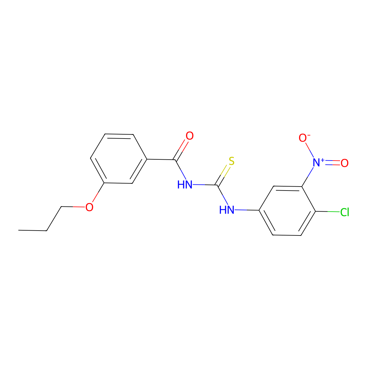 N-[(4-chloro-3-nitrophenyl)carbamothioyl]-3-propoxybenzamide molecular structure, CAS 432508-10-6