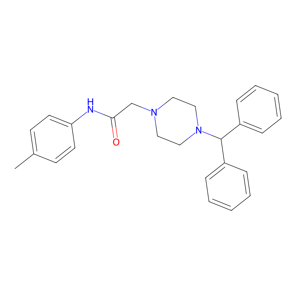 2-(4-benzhydrylpiperazin-1-yl)-N-(4-methylphenyl)acetamide molecular structure, CAS 432508-26-4