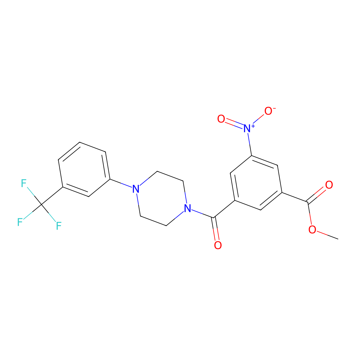 Methyl 5-nitro-3-({4-[3-(trifluoromethyl)phenyl]piperazinyl}carbonyl)benzoate molecular structure, CAS 432508-30-0