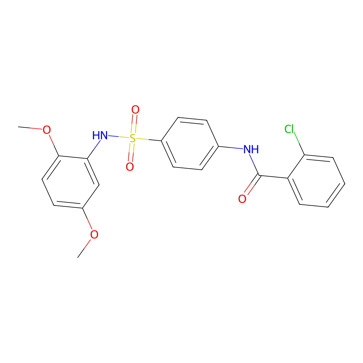 2-chloro-N-[4-[(2,5-dimethoxyphenyl)sulfamoyl]phenyl]benzamide molecular structure, CAS 432508-34-4