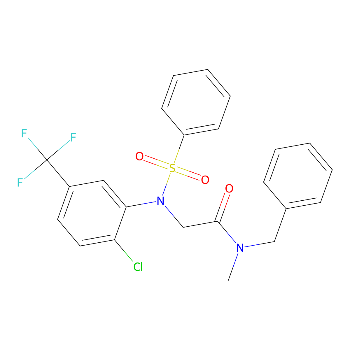 2-[N-(benzenesulfonyl)-2-chloro-5-(trifluoromethyl)anilino]-N-benzyl-N-methylacetamide molecular structure, CAS 432508-56-0