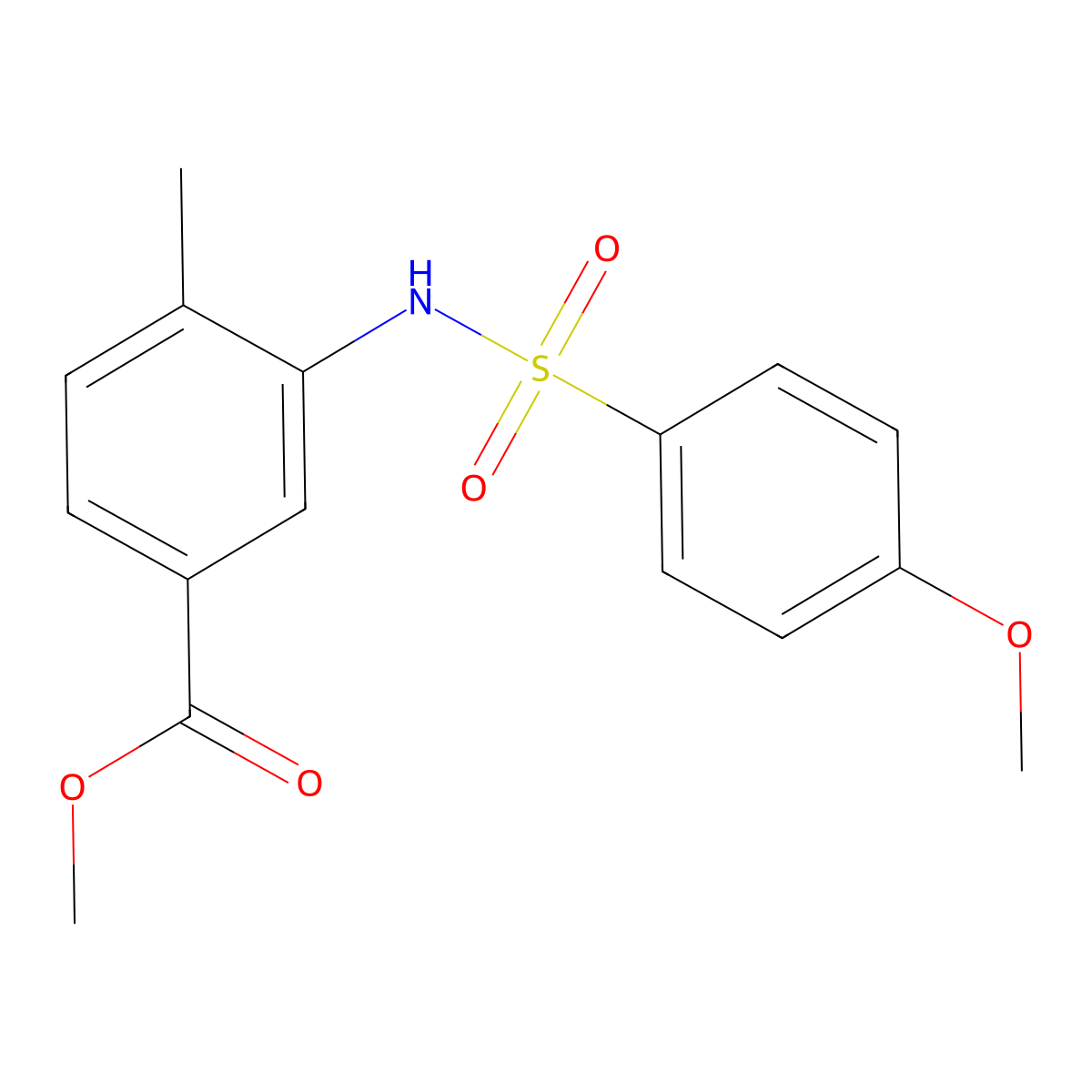 Methyl 3-{[(4-methoxyphenyl)sulfonyl]amino}-4-methylbenzoate molecular structure, CAS 432508-65-1