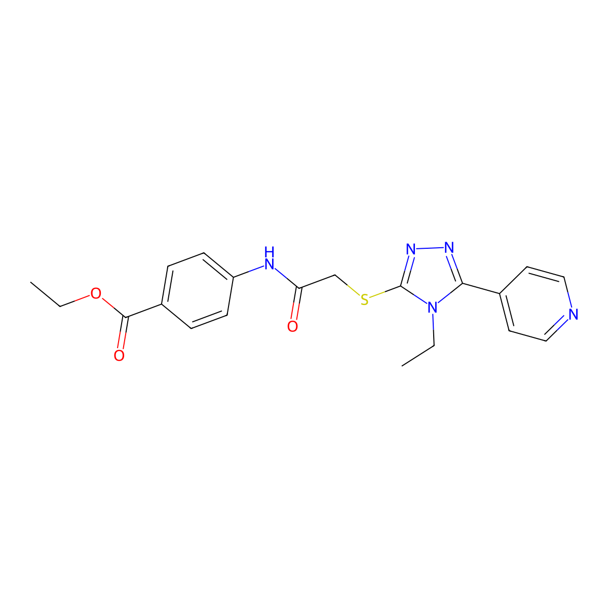 ethyl 4-[({[4-ethyl-5-(4-pyridinyl)-4H-1,2,4-triazol-3-yl]sulfanyl}acetyl)amino]benzoate molecular structure, CAS 432508-71-9