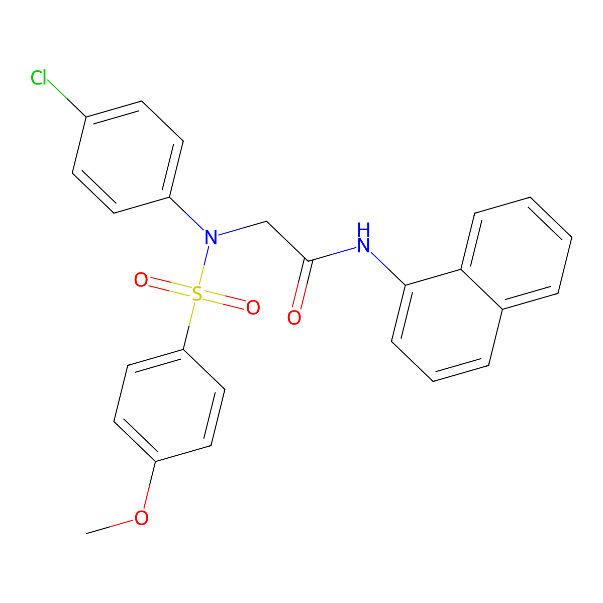2-(4-chloro-N-(4-methoxyphenyl)sulfonylanilino)-N-naphthalen-1-ylacetamide molecular structure, CAS 432508-72-0
