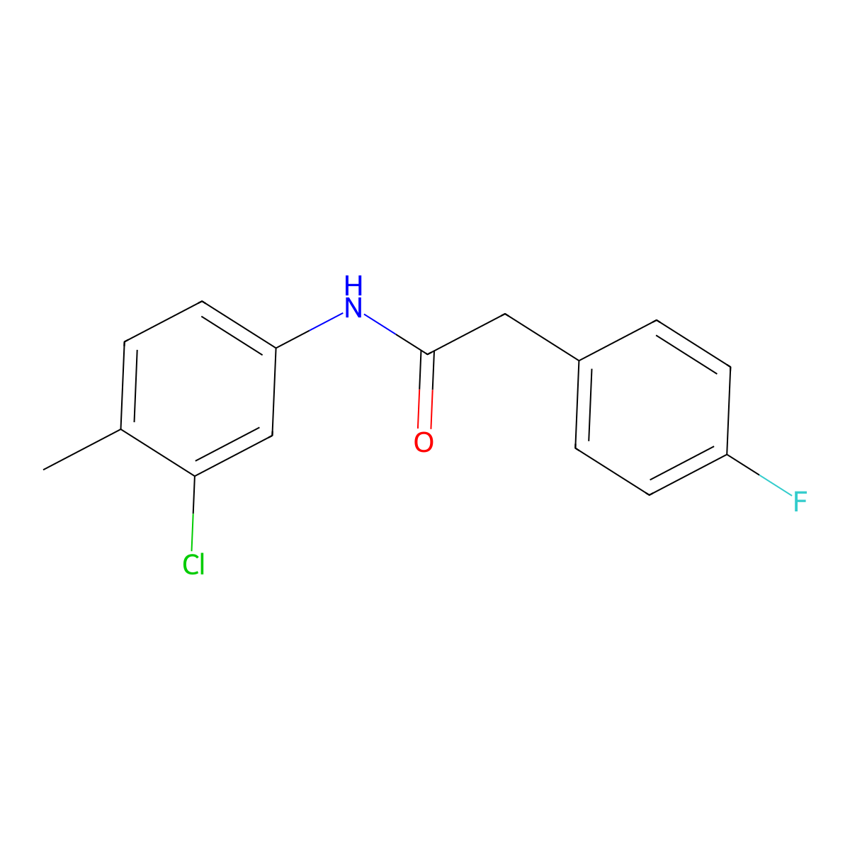 N-(3-chloro-4-methylphenyl)-2-(4-fluorophenyl)acetamide molecular structure, CAS 432508-74-2