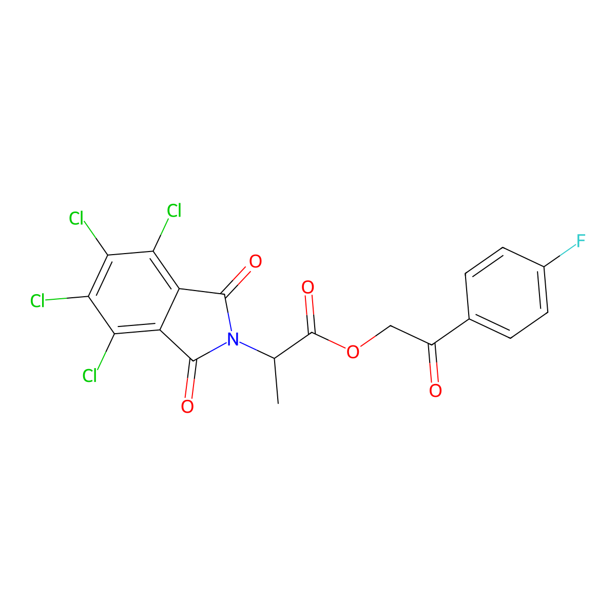 2-(4-fluorophenyl)-2-oxoethyl 2-(4,5,6,7-tetrachloro-1,3-dioxo-1,3-dihydro-2H-isoindol-2-yl)propanoate molecular structure, CAS 432508-91-3