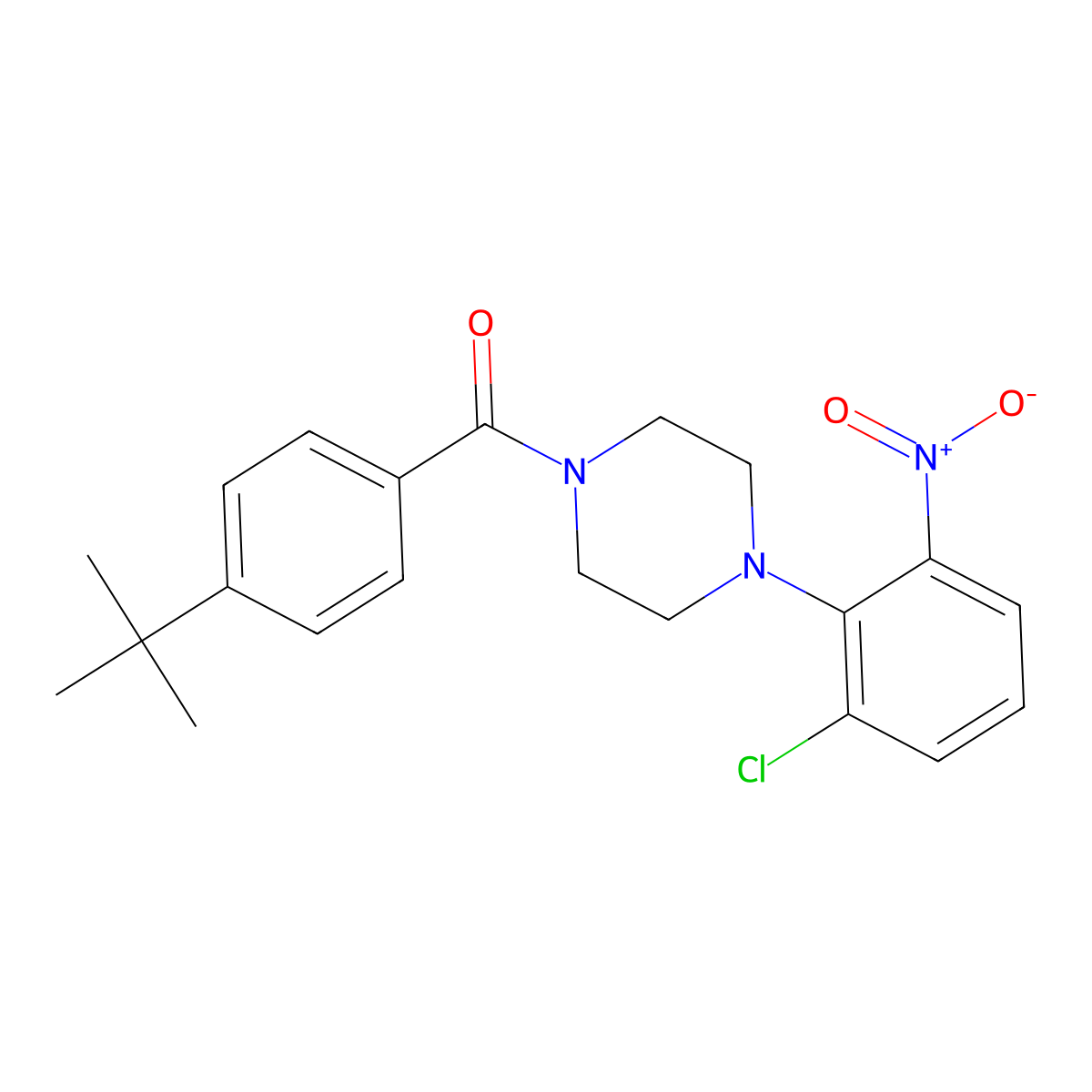 (4-Tert-butylphenyl)-[4-(2-chloro-6-nitrophenyl)piperazin-1-yl]methanone molecular structure, CAS 432508-94-6