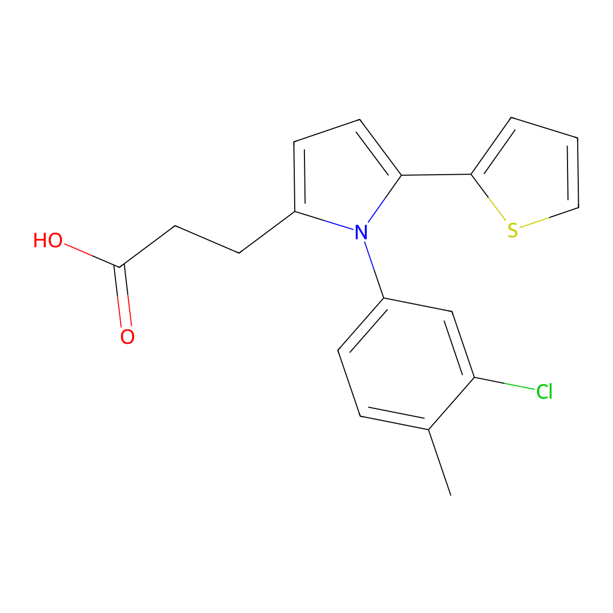 3-[1-(3-chloro-4-methylphenyl)-5-(thiophen-2-yl)-1H-pyrrol-2-yl]propanoic acid molecular structure, CAS 432508-97-9